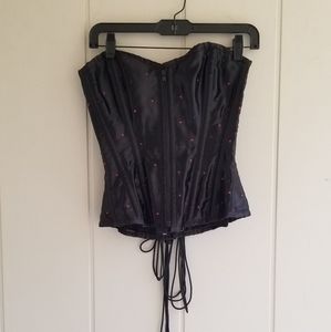 Burlesque Boned Corset Overbust Top Lace Up Costume 26 Victorian Grunge  Fairy